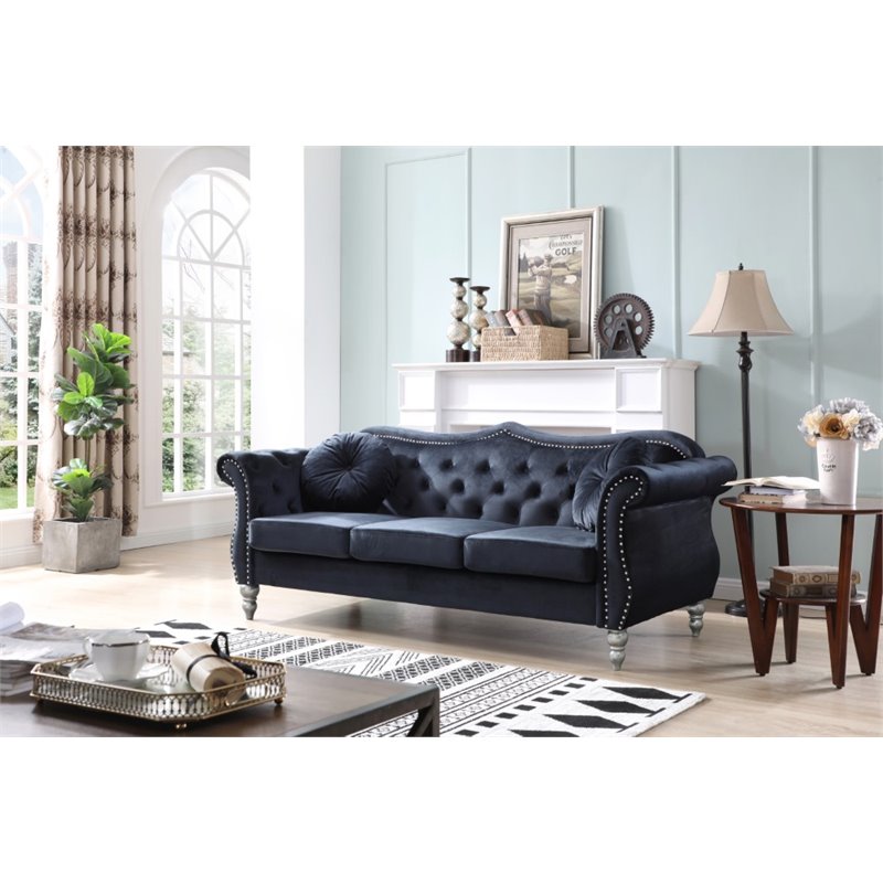 Home Square 2-Piece Furniture Set with Sofa and Chair in Black