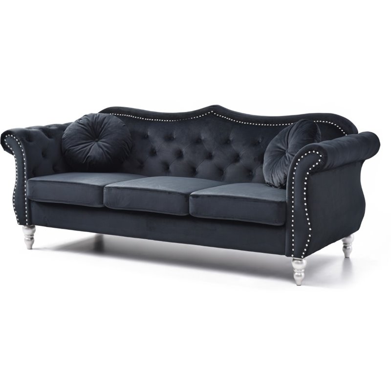 Home Square 2-Piece Furniture Set with Sofa and Chair in Black