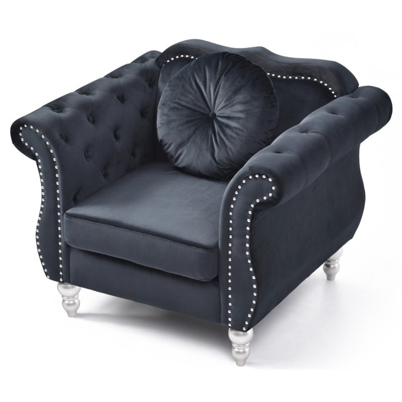 Home Square 2-Piece Furniture Set with Sofa and Chair in Black