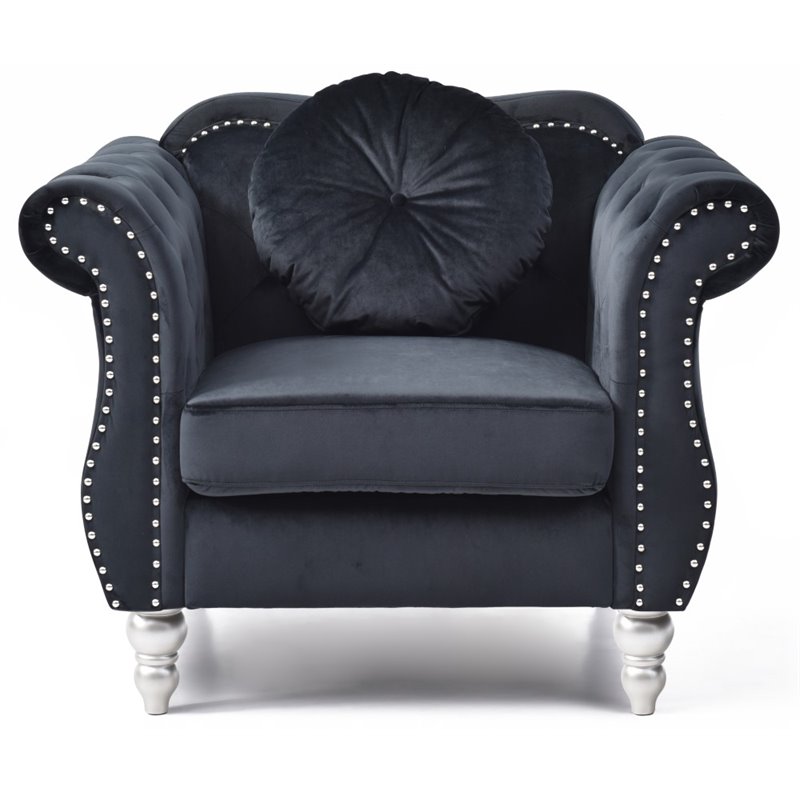 Home Square 2-Piece Furniture Set with Sofa and Chair in Black