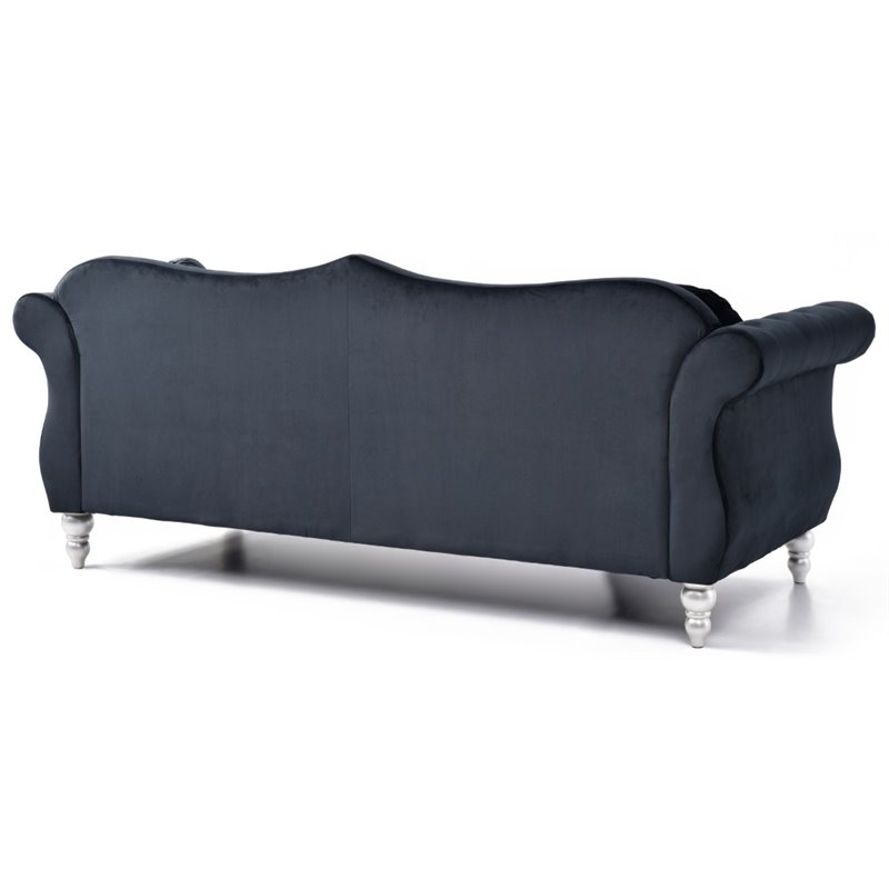 Home Square 2-Piece Furniture Set with Sofa and Chair in Black
