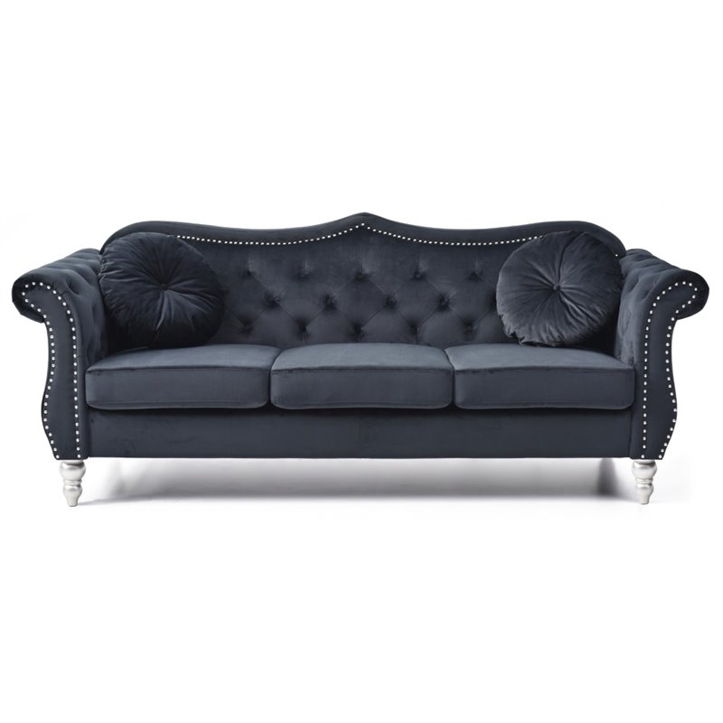 Home Square 2-Piece Furniture Set with Sofa and Chair in Black