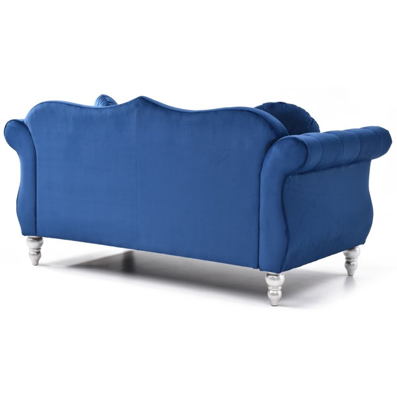 Home Square 2-Piece Furniture Set with Sofa Chase and Loveseat in Navy Blue