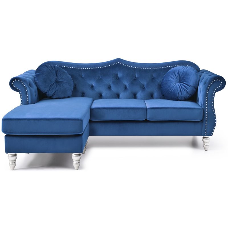 Home Square 2-Piece Furniture Set with Sofa Chase and Loveseat in Navy Blue