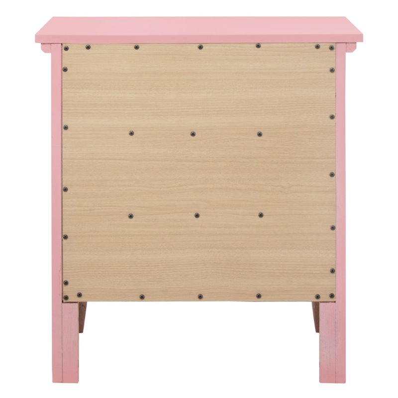 Home Square 3-Piece Set with Dresser Chest and 3-Drawer Nightstand in Pink