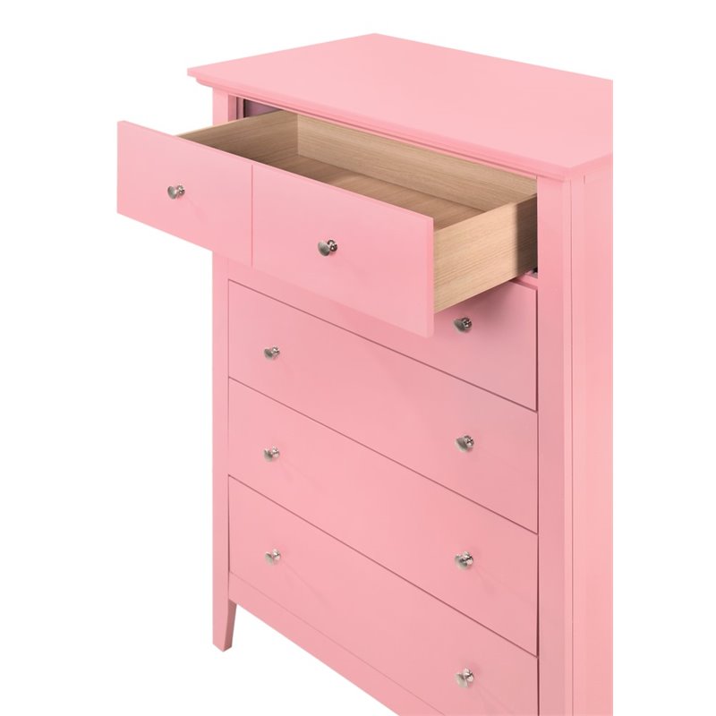Home Square 3-Piece Set with Dresser Chest and 3-Drawer Nightstand in Pink