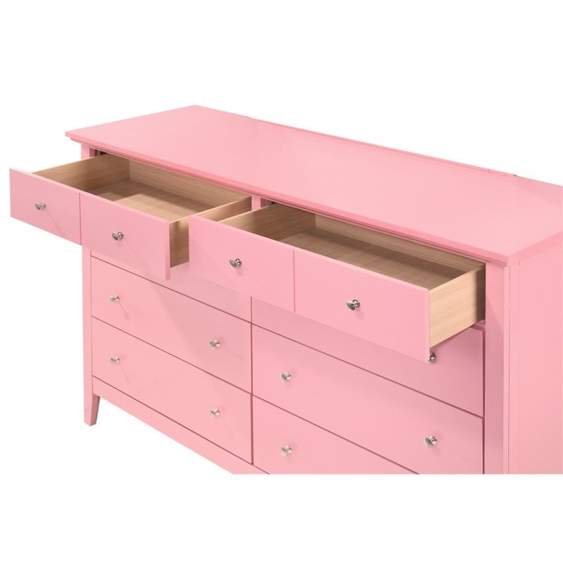 Home Square 3-Piece Set with Dresser Chest and 3-Drawer Nightstand in Pink