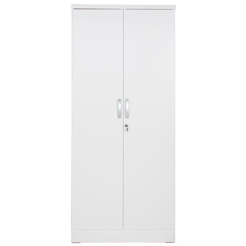 Home Square 2-Piece Set with Full Captains Bed and Armoire Wardrobe Cabinet