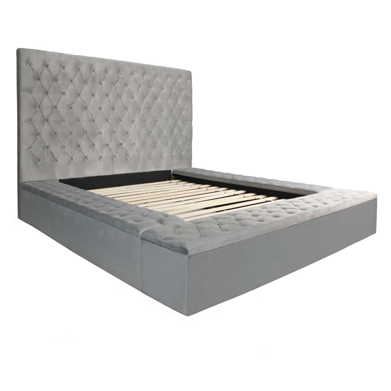 Home Square 2-Piece Set with Platform Queen Bed & 4-Doors 2-Drawers Armoire