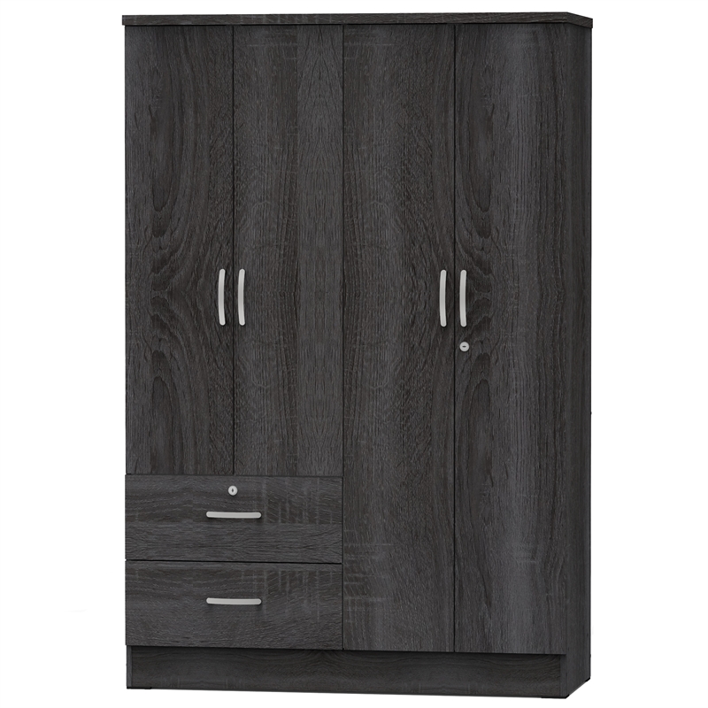 Home Square 2-Piece Set with Platform Queen Bed & 4-Doors 2-Drawers Armoire