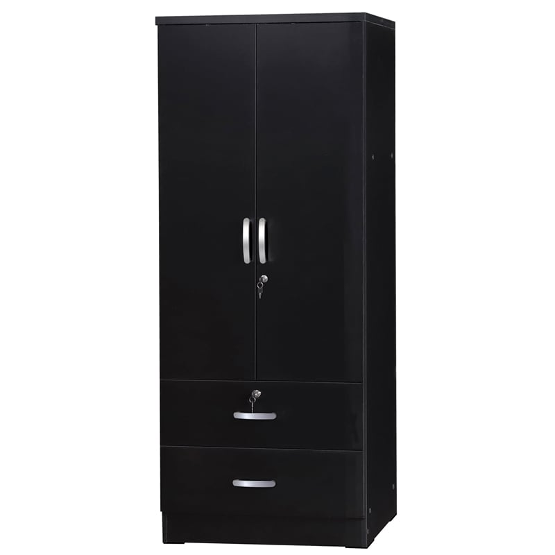 Home Square 2-Piece Set with Platform Queen Bed and 2-Door Wardrobe Armoire