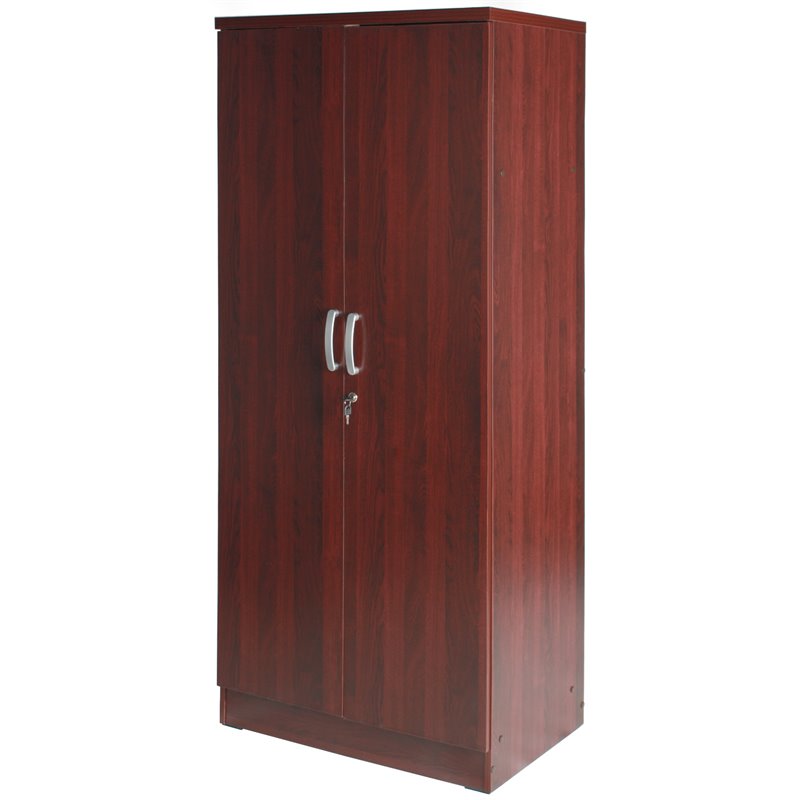 Home Square 2-Piece Set with Pine Twin Bed and Armoire Wardrobe Cabinet