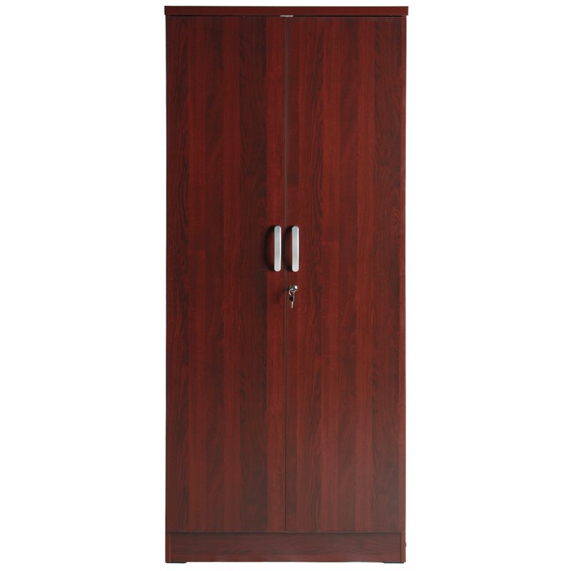Home Square 2-Piece Set with Pine Twin Bed and Armoire Wardrobe Cabinet