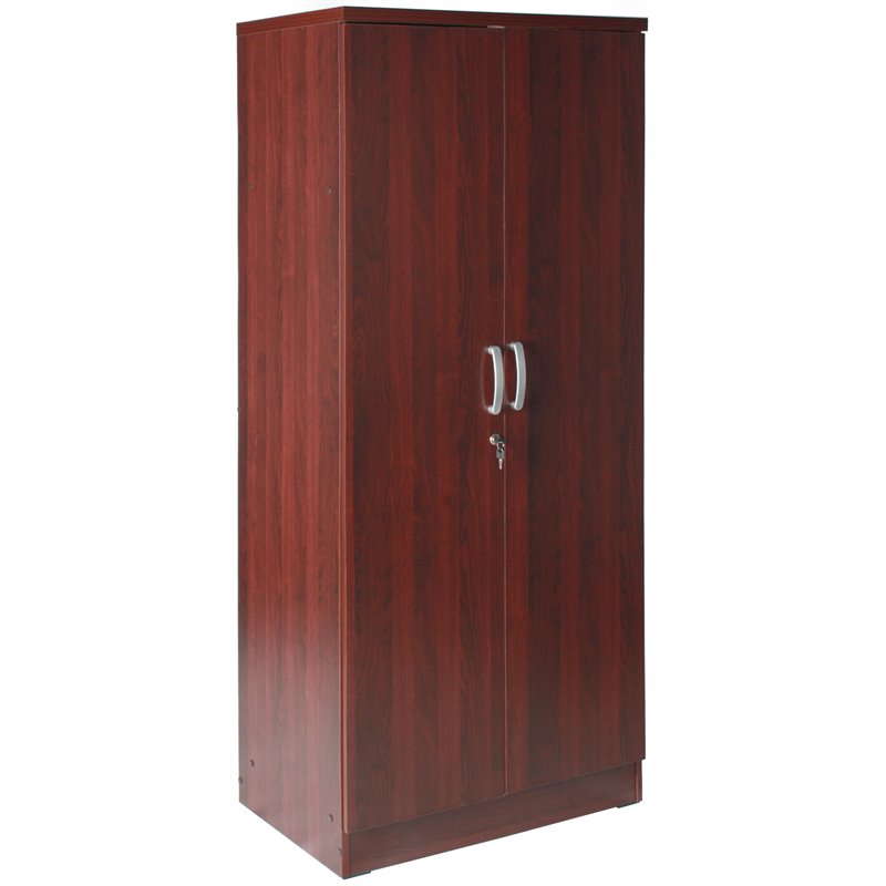 Home Square 2-Piece Set with Pine Twin Bed and Armoire Wardrobe Cabinet