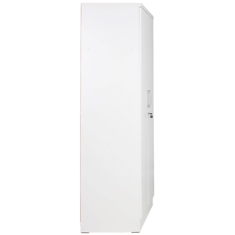 Home Square 2-Piece Set with Twin Bed & Armoire Wardrobe Cabinet in White