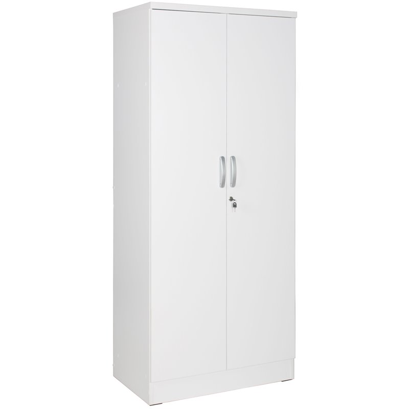 Home Square 2-Piece Set with Twin Bed & Armoire Wardrobe Cabinet in White
