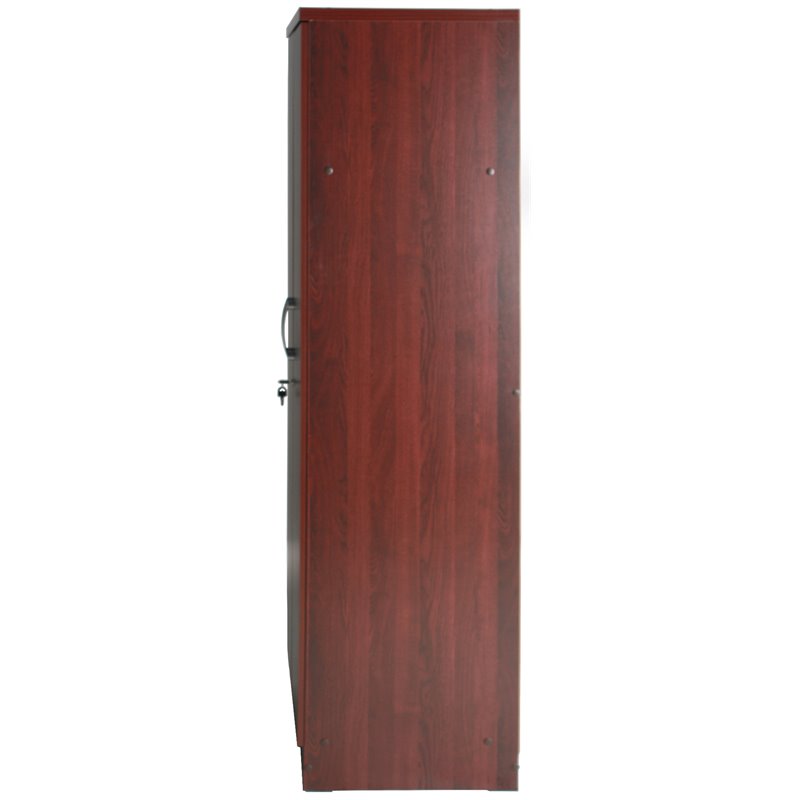 Home Square 2-Piece Set with Queen Bed and Armoire Wardrobe Cabinet in Mahogany