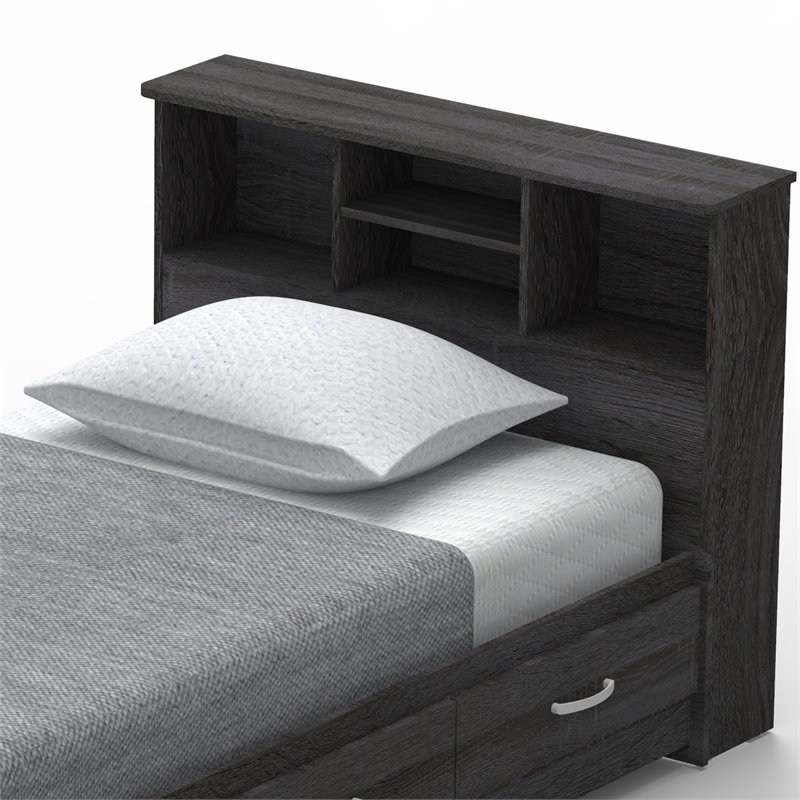 Home Square 2-Piece Set with Twin Captains Bed and Wardrobe Armoire Closet