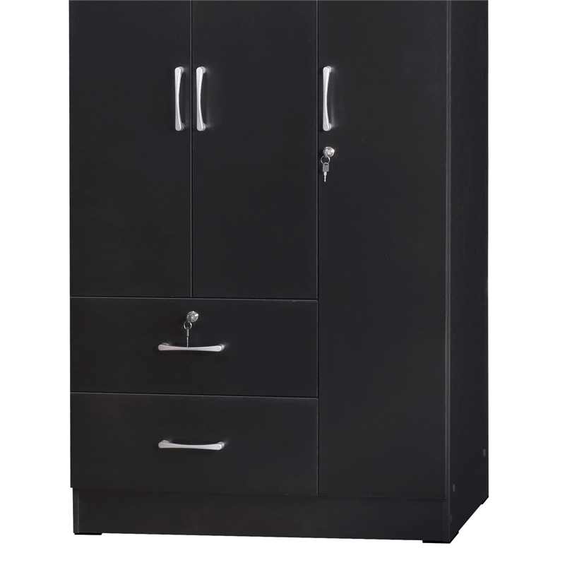 Home Square 2-Piece Set with Twin Captains Bed & Wardrobe Armoire Closet