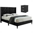 Home Square 2-Piece Set with Tufted Queen Platform Bed and 2-Drawer Nightstand