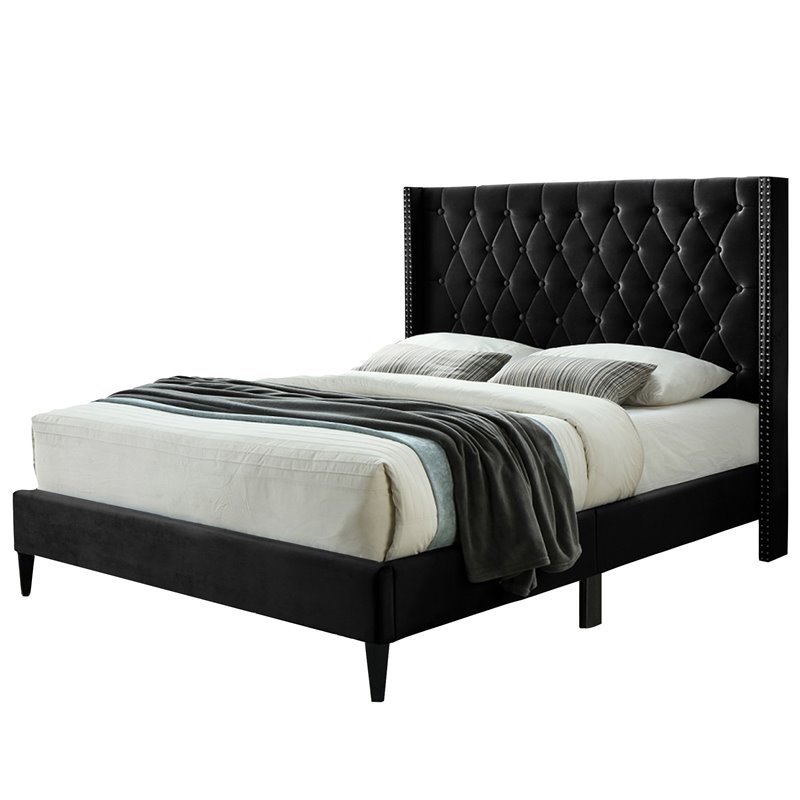 Home Square 3-Piece Set with Tufted Queen Bed Dresser with Lock & Nightstand