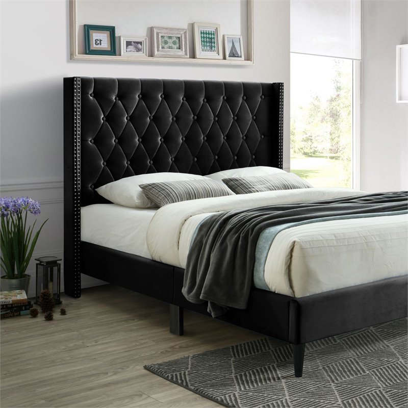 Home Square 3-Piece Set with Tufted Queen Bed Dresser with Lock & Nightstand