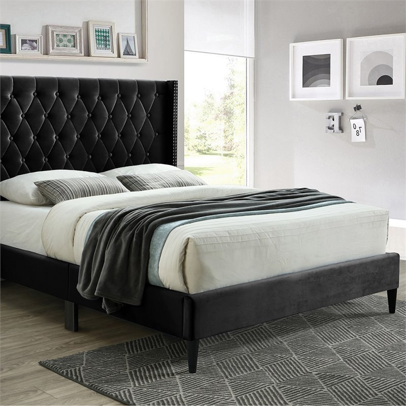 Home Square 3-Piece Set with Tufted Queen Bed Dresser with Lock & Nightstand