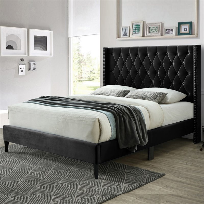 Home Square 3-Piece Set with Tufted Queen Bed Dresser with Lock & Nightstand