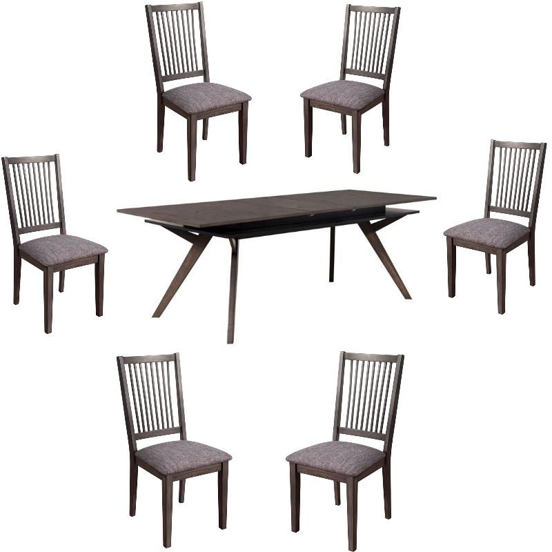 Home Square 7 Piece Dining Set with Dining Table and 6 Chairs in Dark Oak