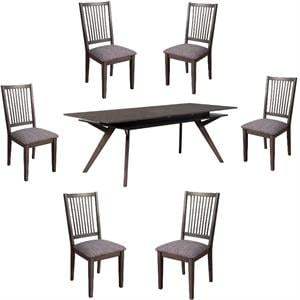 Home Square 7 Piece Dining Set with Dining Table and 6 Chairs in Dark Oak