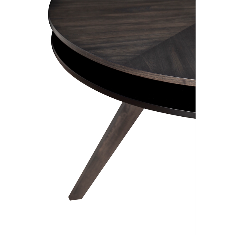 Home Square 5 Piece Dining Set with Round Table and 4 Chairs in Dark Oak