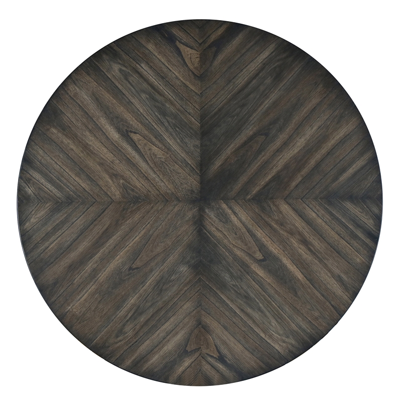 Home Square 5 Piece Dining Set with Round Table and 4 Chairs in Dark Oak