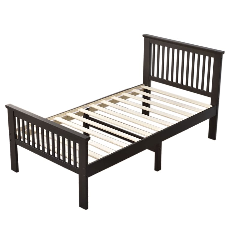 Home Square 2-Piece Set with Dresser with Lock & Platform Twin Bed in Tobacco