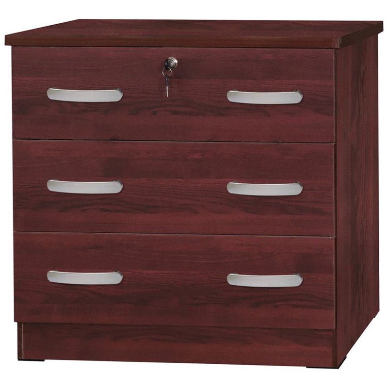 Home Square 2-Piece Set with 3-Drawer Bedroom Dresser Nightstand in Mahogany