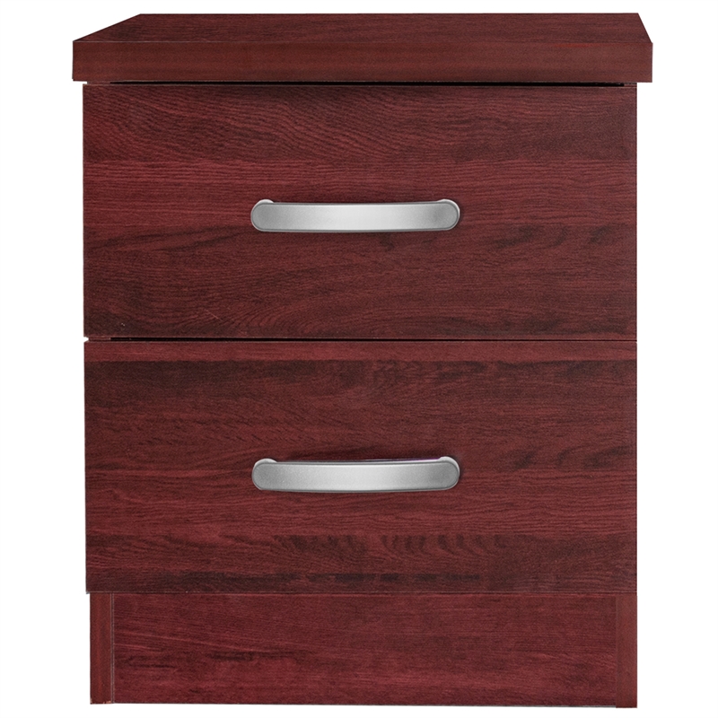 Home Square 2-Piece Set with 3-Drawer Bedroom Dresser Nightstand in Mahogany