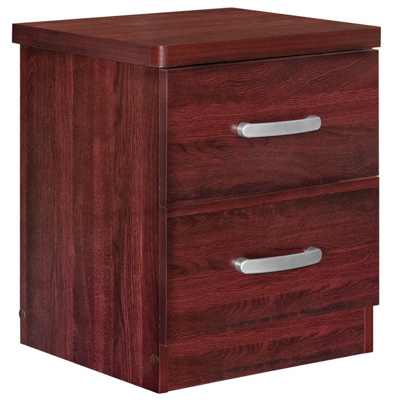 Home Square 2-Piece Set with 3-Drawer Bedroom Dresser Nightstand in Mahogany