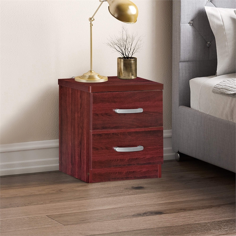 Home Square 2-Piece Set with 3-Drawer Bedroom Dresser Nightstand in Mahogany