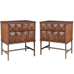 Home Square 2 Piece Bedroom Set with Two 2 Drawer Wood Nightstands in Antique Brown
