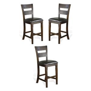 Home Square 30&quot Mahogany Wood Ladderback Barstool in Tobacco Leaf - Set of 3
