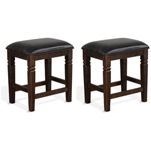 Home Square Homestead 24&quot Transitional Wood Stool in Tobacco Leaf - Set of 2