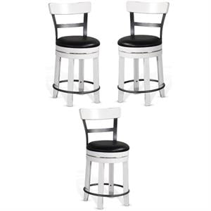 Home Square 24&quot Wood Swivel Barstool in White/Dark Brown - Set of 3