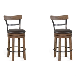 Home Square 30&quot Mahogany Wood Swivel Barstool in Taupe Brown - Set of 2