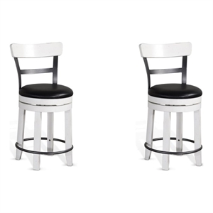 Home Square 24&quot Wood Swivel Barstool in White/Dark Brown - Set of 2