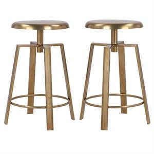 Home Square Gold Iron Adjustable Counter and Bar Stool - Set of 2