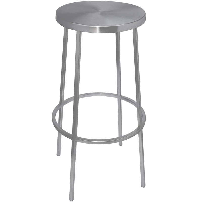 Home Square Brushed Silver Iron Barstool - Set of 2