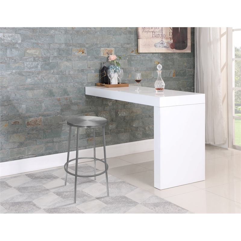 Home Square Brushed Silver Iron Barstool - Set of 2