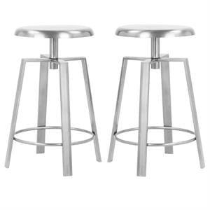 Home Square Silver Iron Counter and Bar Stool - Set of 2
