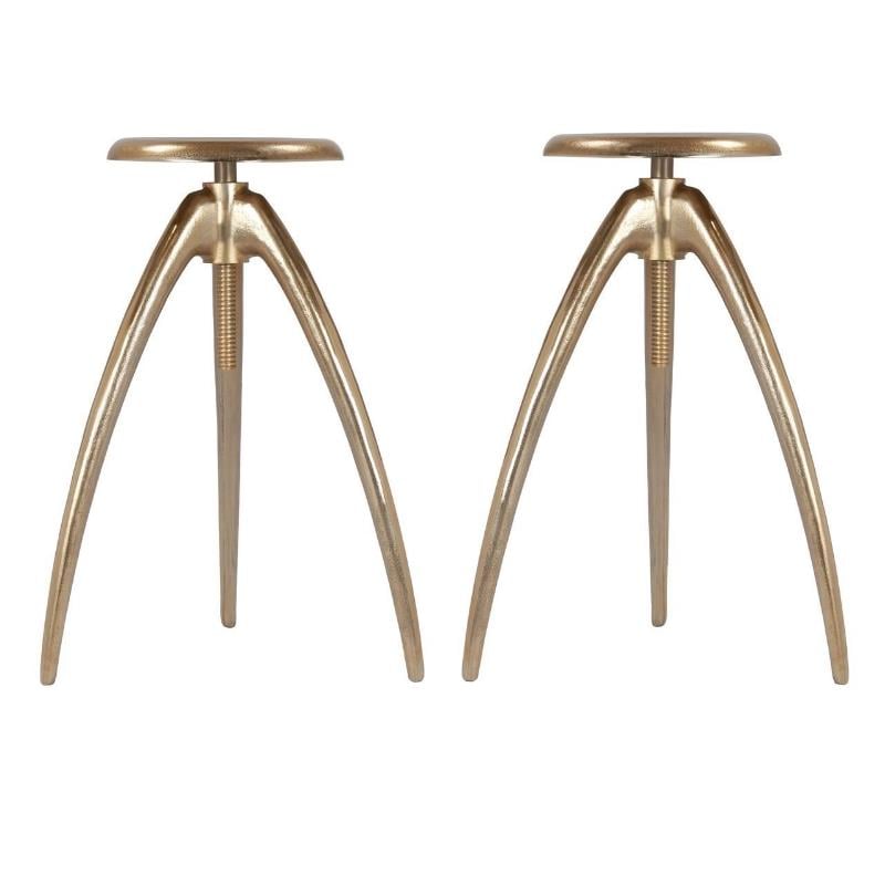 Home Square Gold Aluminum Counter and Bar Stool - Set of 2