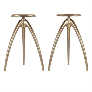 Home Square Gold Aluminum Counter and Bar Stool - Set of 2