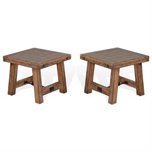 Home Square Doe Valley 25&quot Mahogany Wood End Table in Taupe Brown - Set of 2